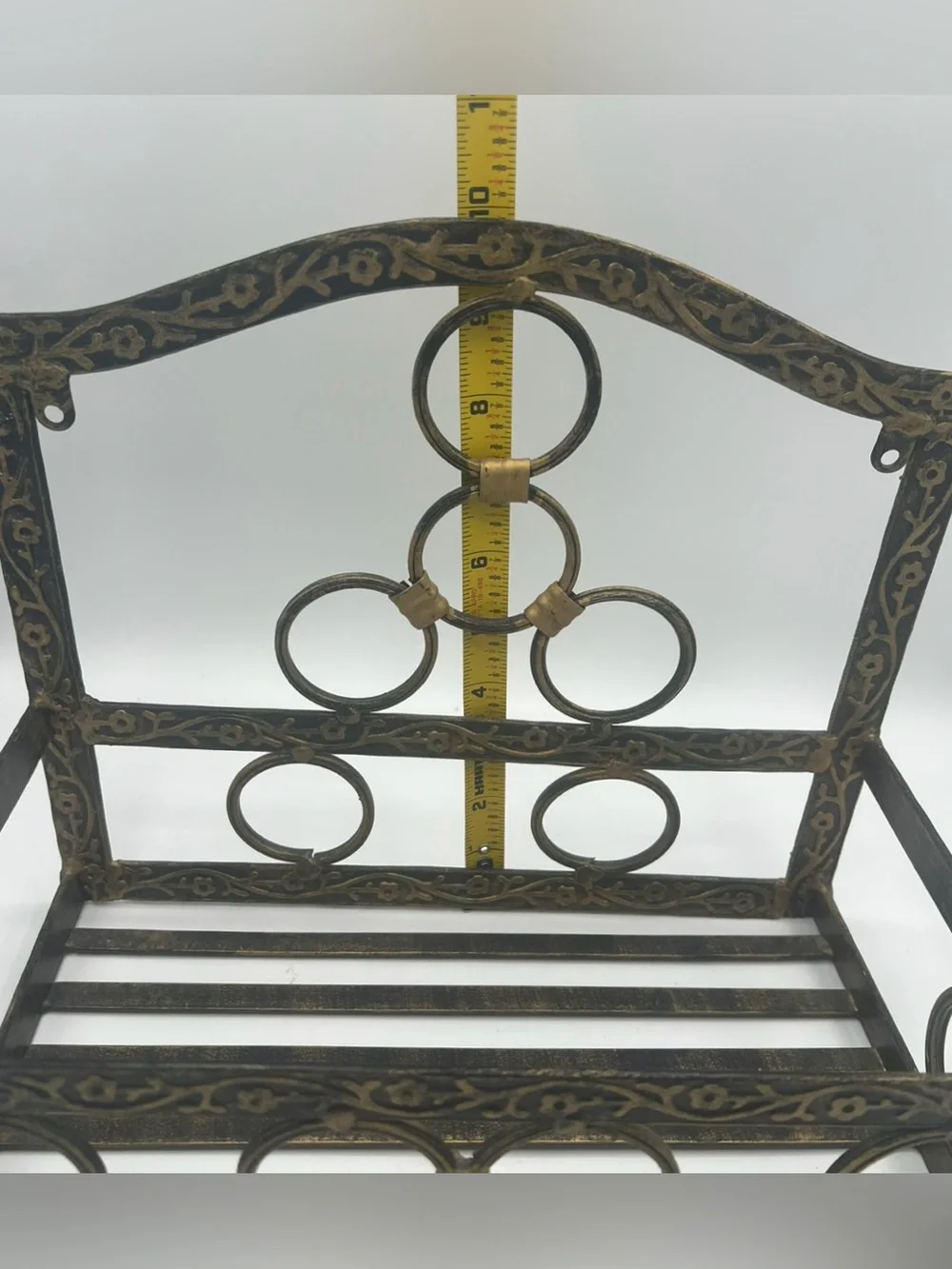 Ornate Floral Design Metal Wall Shelf 11”L x 10”H x 5”W